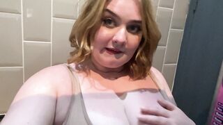 Chubby: Flashing my tits in a pub toilets #1